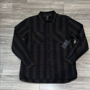 Hurley Black and Brown Plaid Button-Up Shirt